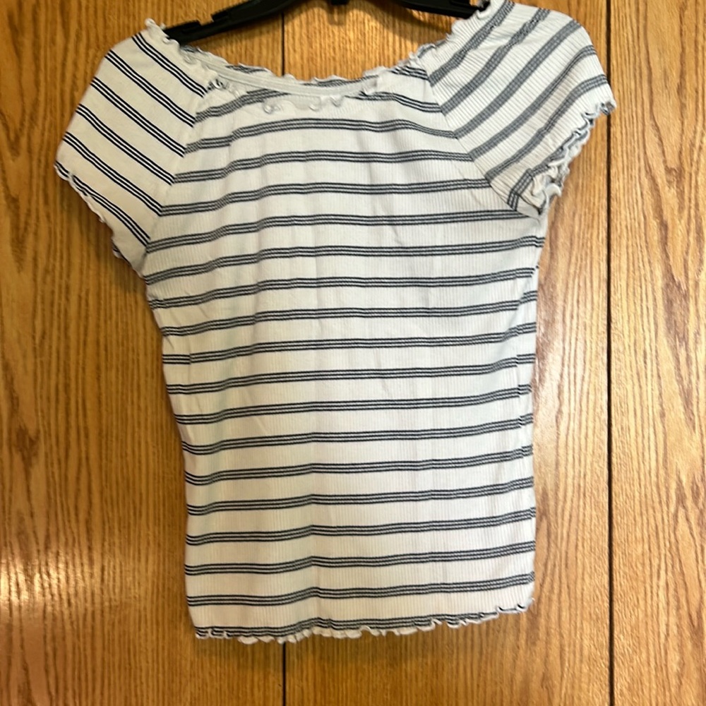 A blue and white t-shirt